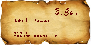 Bakró Csaba névjegykártya